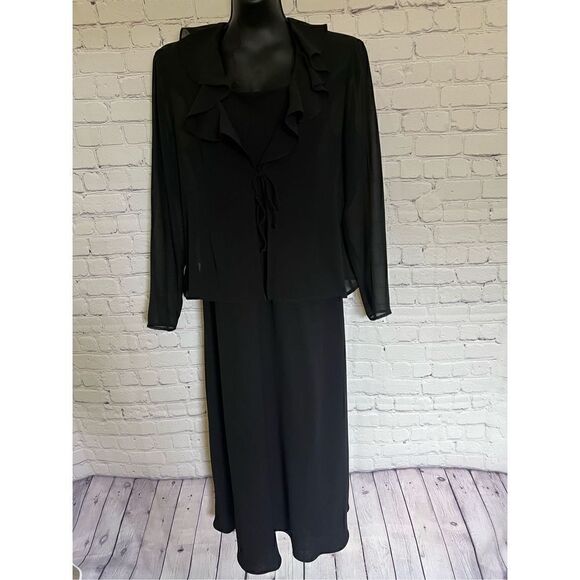 Evan-Picone 2 pice ladies dress with sheer tie top cover sz 16 - Picture 1 of 9